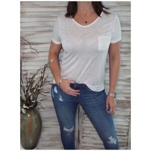 Burnout Melange Tissue Scoop Shirt Tee White 1120